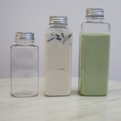 300ml 400ml 500ml铝盖塑料方瓶奶茶饮料果汁瓶一次性外卖酵素用 - 封面