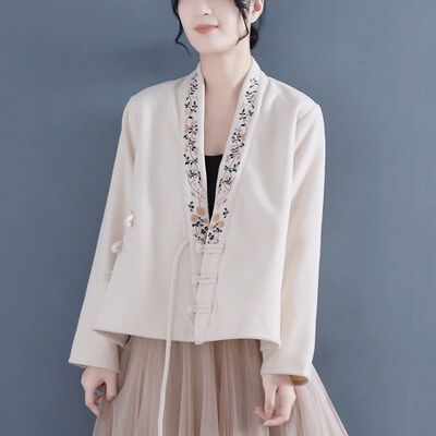 绣花，系带，不对称文艺复古