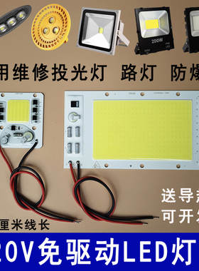 220V免驱动灯板50W100W200W防爆灯路灯光源灯珠LED投光灯灯芯配件
