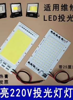 220V投光灯灯芯50W100W200W5054投射灯光源灯珠灯片免驱动LED灯板