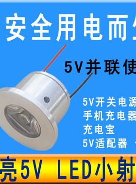 LED灯珠5vled灯超亮强光柜展机床灯直流5伏usbDIY模型聚光小射灯