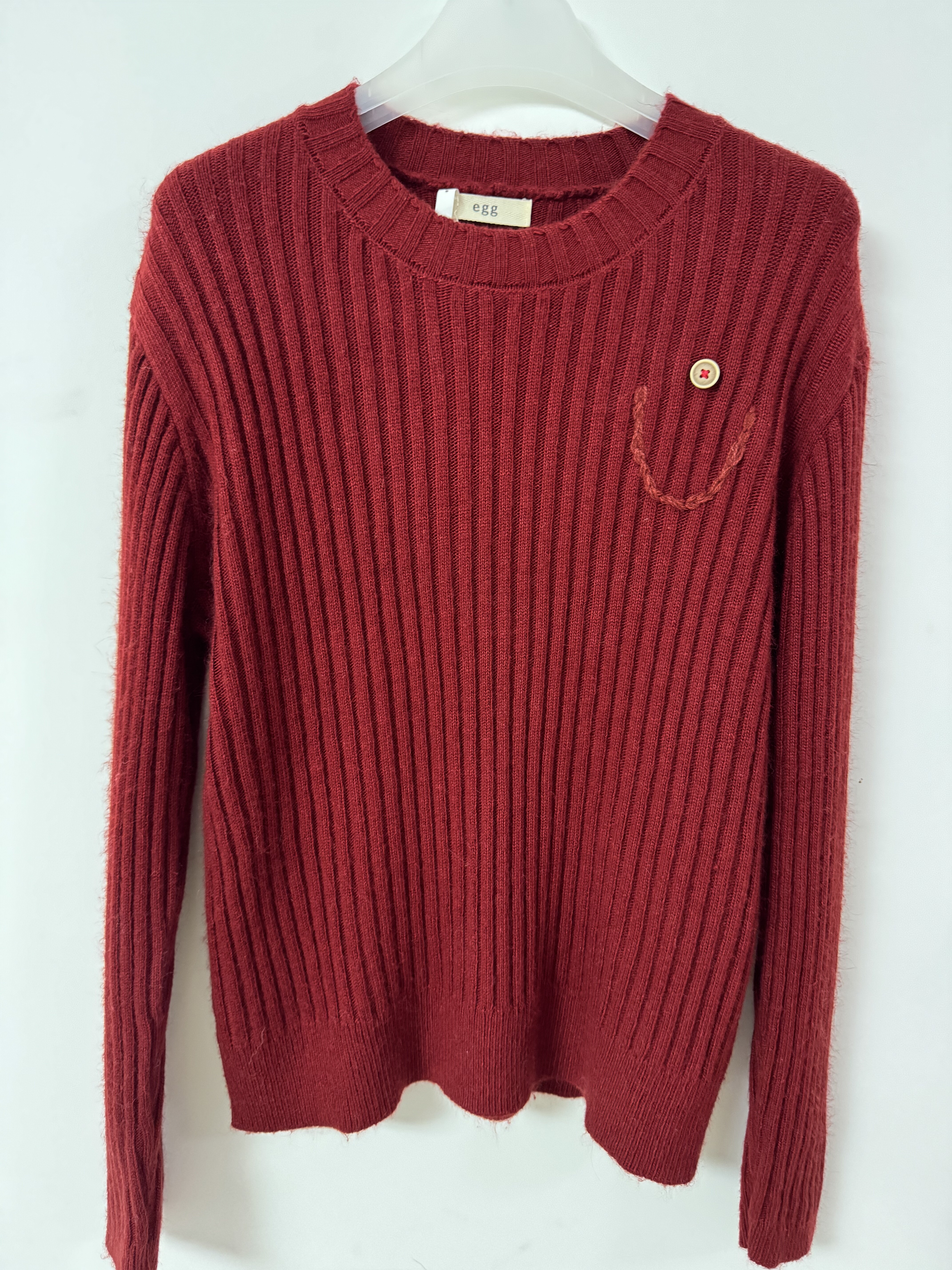 egg韩国设计感 100%羊毛针织衫女秋冬季加厚软糯毛衣外套保暖