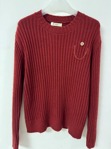 egg韩国设计感 100%羊毛针织衫女秋冬季加厚软糯毛衣外套保暖