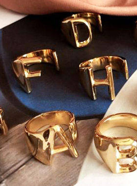 字母戒指电镀真金欧美