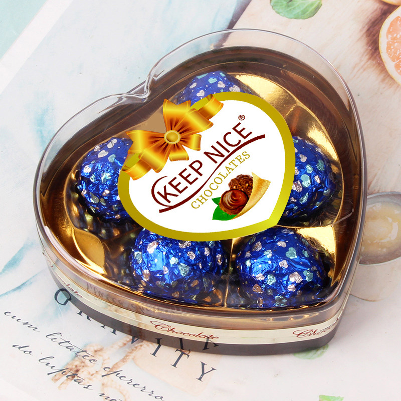 典趣巧克力五粒蓝色心形糖果礼盒装六一儿童节礼物儿童休闲小零食