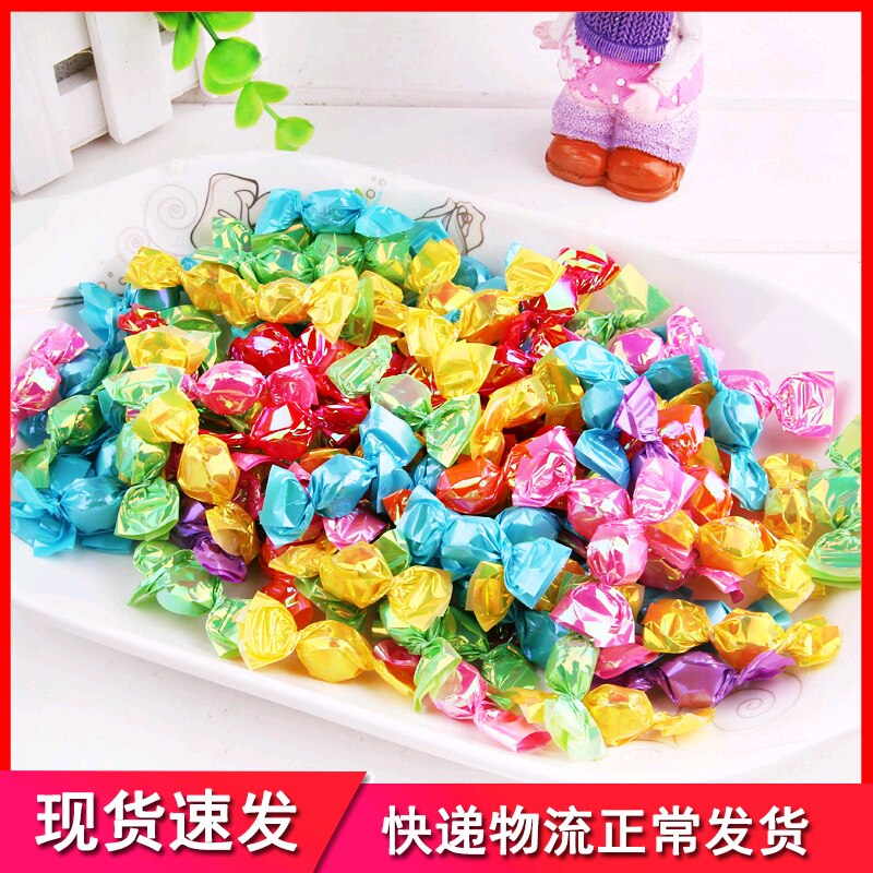 新款2500克炫彩亮纸千纸鹤糖果多彩糖水果糖结婚糖果零食