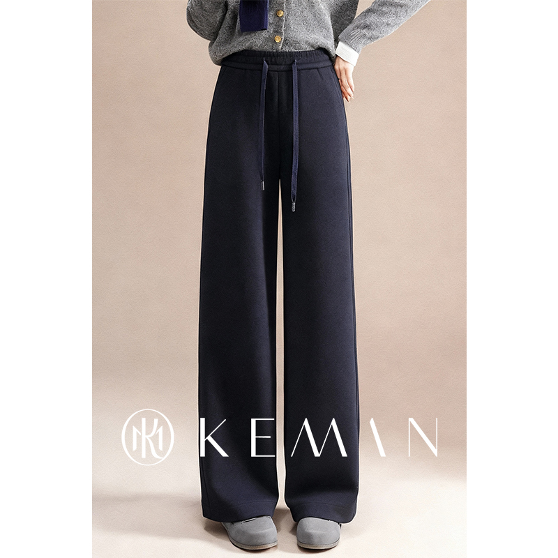 珂曼女装冬季新款加厚保暖阔腿裤