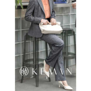 高级感显瘦裤 KEMAN珂曼 女气质正装 阔腿裤 子 春夏灰色亚麻职业西裤