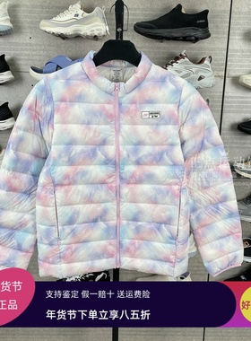 正品代购斯凯奇新款男女童舒适保暖耐穿梭织短款羽绒外套P424K057