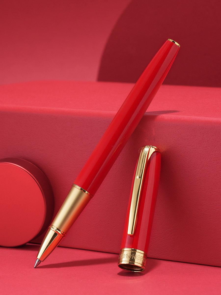 영웅 서명 펜 여성과 남성을위한 맞춤형 고급 비즈니스 금속 젤 펜 여자를위한 사무실 서명 볼펜 빨간색 고급 선물 상자 회의 기념 선물 조각 인쇄 로고