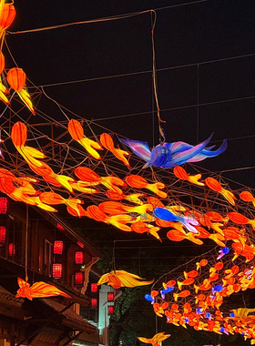 上海豫园鱼灯户外发光网红打卡鱼灯商业街吊挂鱼群灯笼长廊吊灯