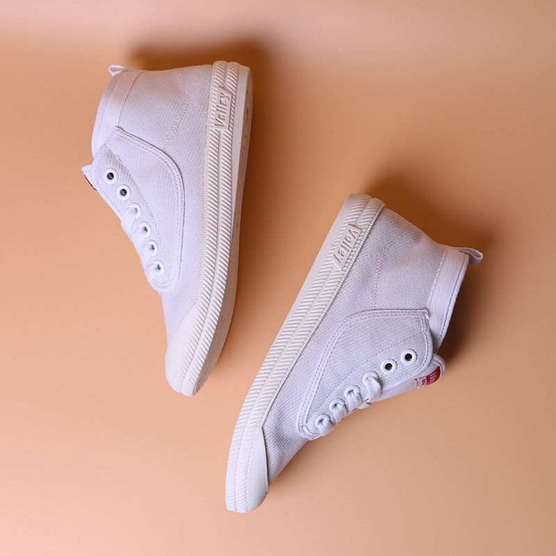 volley高帮春秋小白鞋情侣男女板鞋运动休闲鞋纯色平跟百搭帆布鞋