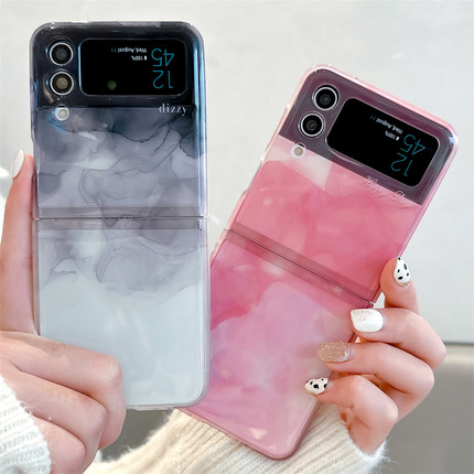 日韩简约透明水墨晕染适用三星zflip6手机壳女款ZFlip3折叠zflip5防壳摔小众高级感zflip4保硅胶保护套护套