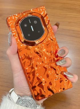 适用华为matex7手机壳新款橙色Matex6电镀翻盖外壳mate x5折叠屏简约硬壳MateX3典藏版防摔pocket2保护套男女