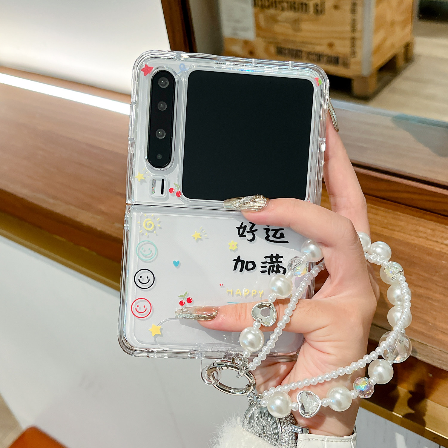 适用华为purax手机壳新款钻石纹相框透明壳Pocket2折叠屏好运加满硬壳Pura X典藏版防摔Pocket 2手链女