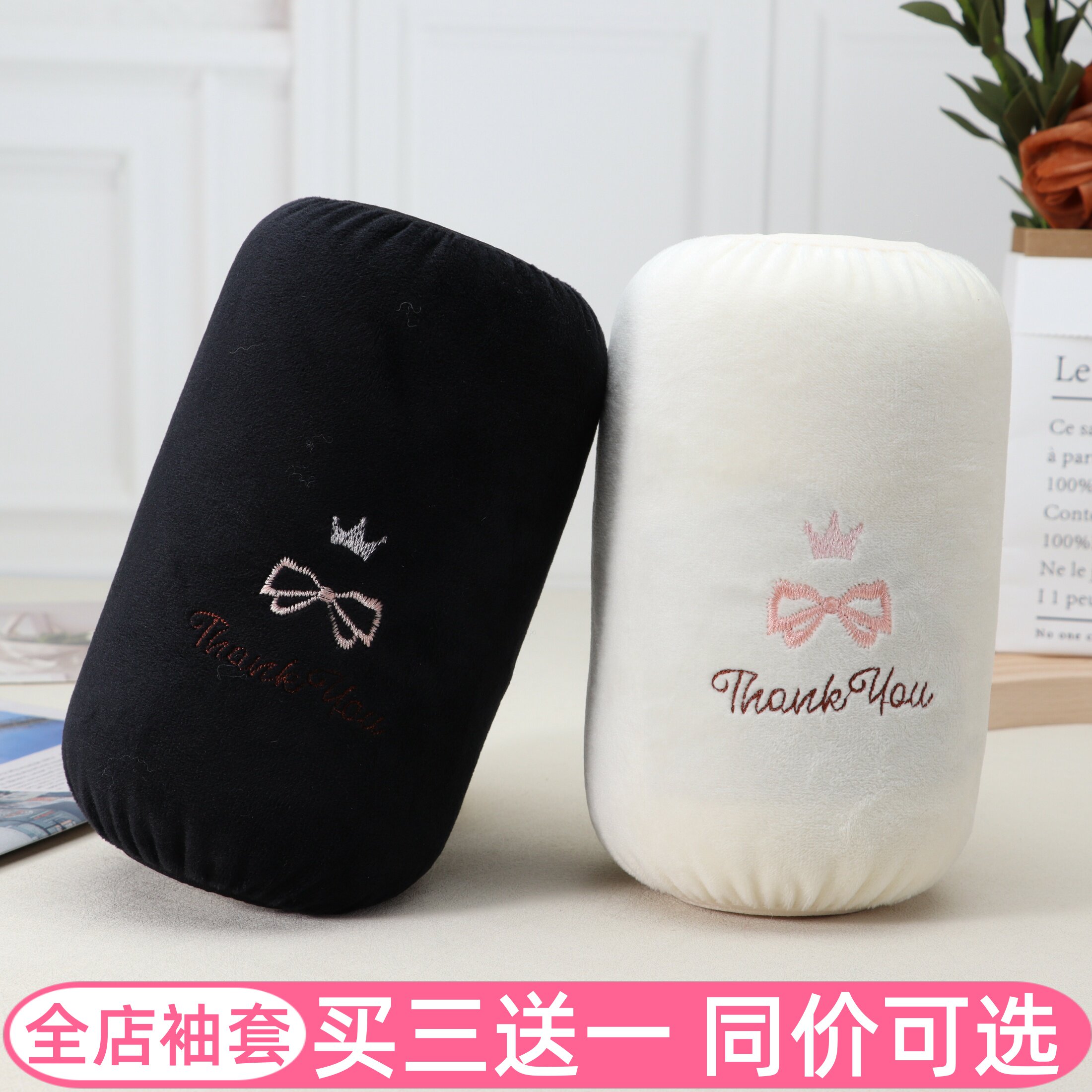 蝴蝶结袖套女秋季冬短款办公手臂套袖防脏护袖头儿童女孩绒布成人