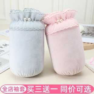 袖套袖筒女孩秋冬季短款绒布防脏上班工作羽绒服护袖头儿童荷叶边