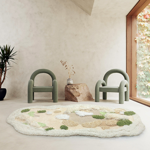 客厅沙发地毯异形艺术加厚卧室床边毯地垫奶油风衣帽间梳妆台脚垫