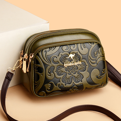 真皮女包2025新款时尚女士单肩小圆包百搭气质中年妈妈斜挎小包包