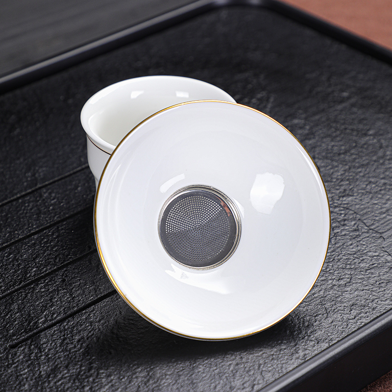 茶漏茶滤白瓷陶瓷泡茶果过滤器