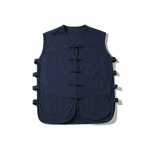 Индивидуальный логотип, напечатанное название магазина и слоган, новый китайский стиль, униформа шеф-повара для барбекю, без рукавов, древний стиль, костюм Тан, жилет, национальный тренд, тренд рабочей одежды