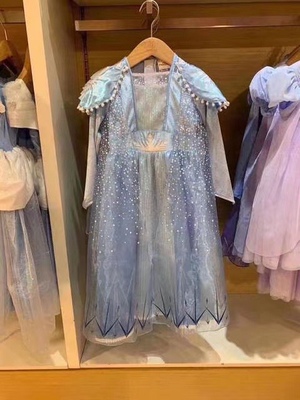 迪士尼冰雪奇缘2新款爱莎艾沙连衣裙礼服女童公主裙长袖节日装扮