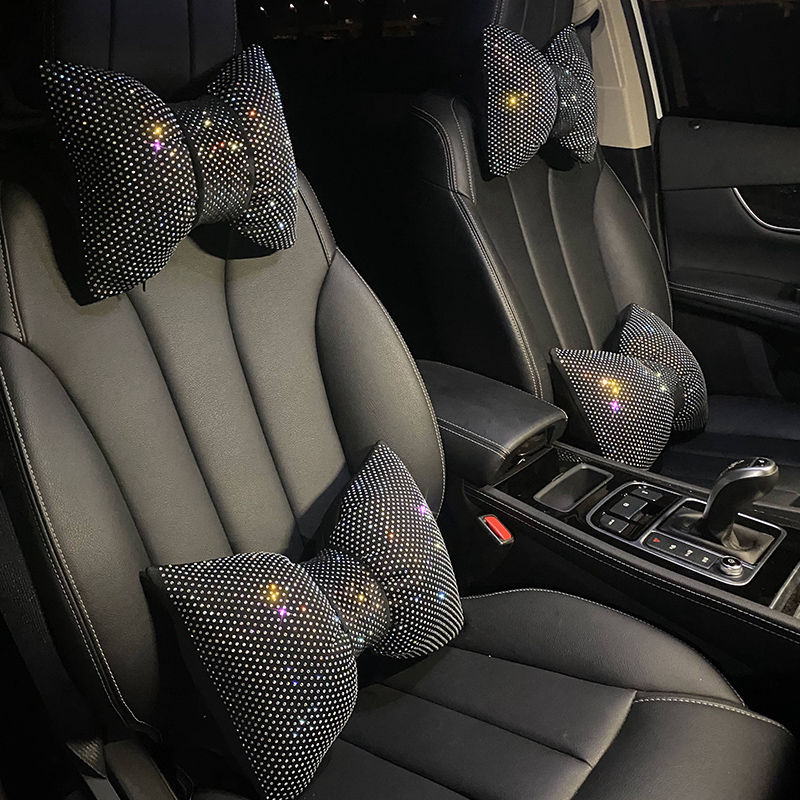 满钻一对装网红款蝴蝶结汽车头枕
