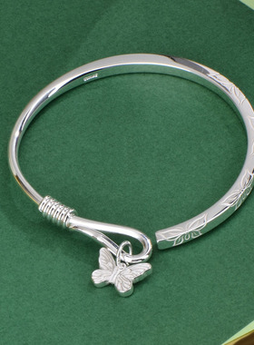 足银999.9梦蝶光面开口手镯