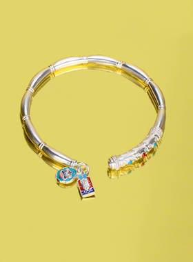 足银999.9珐琅瑞狮手镯