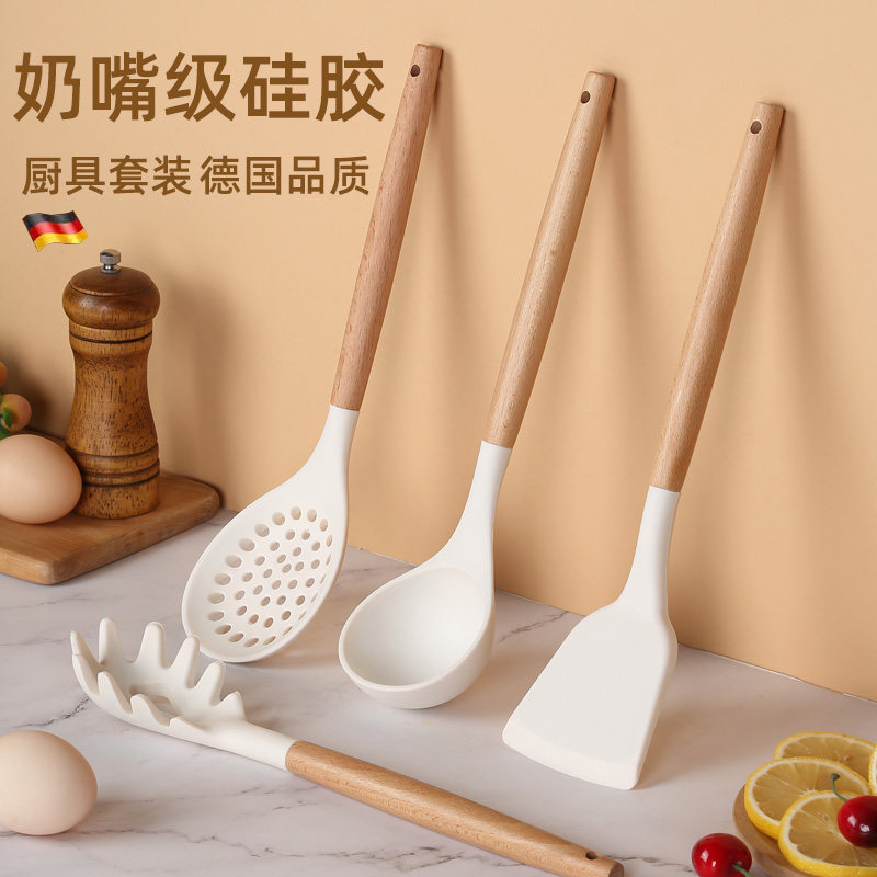 食品级硅胶铲耐高温不粘锅专用锅铲套装家用炒菜铲子汤勺厨房厨具