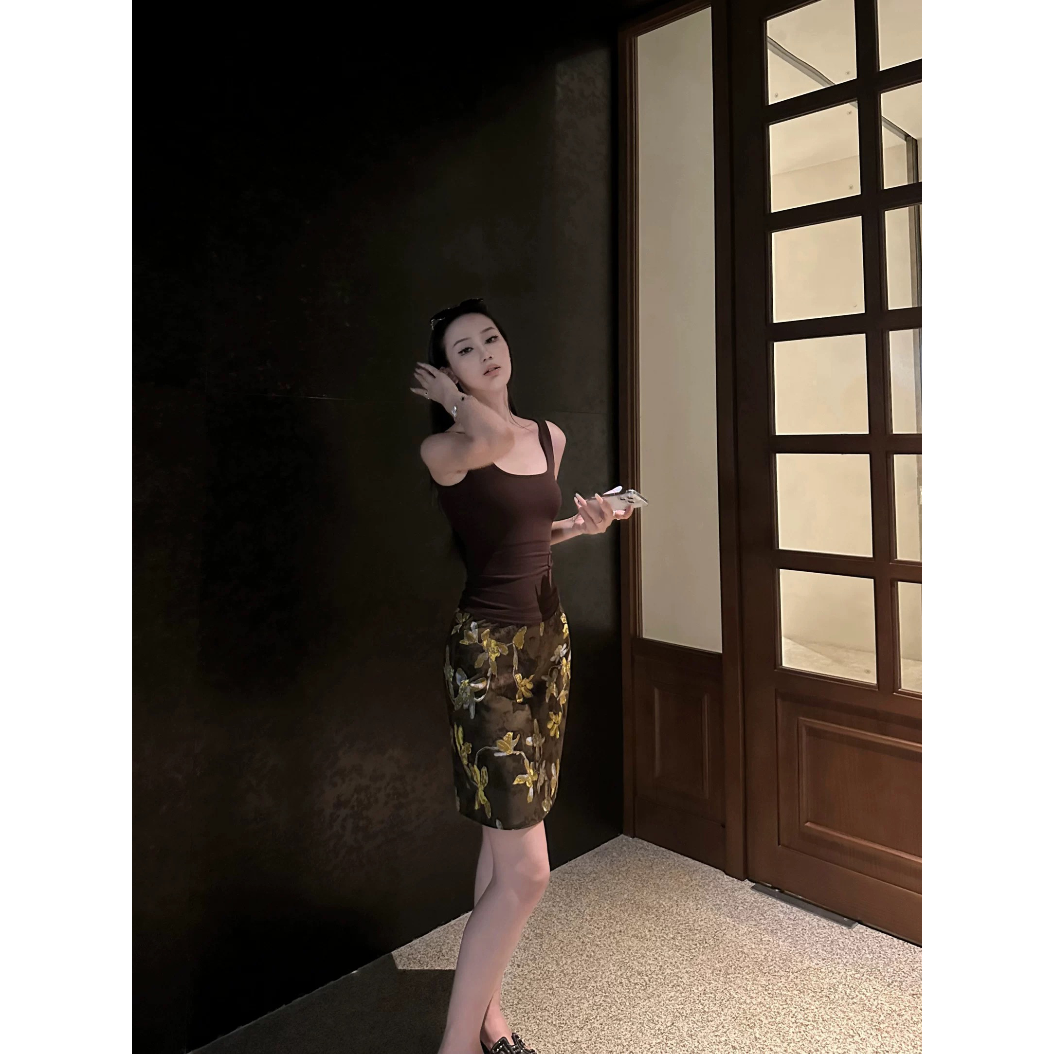 5werkwen 夏日单品 方圆领修身百搭胸垫背心