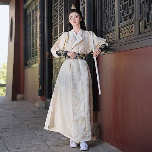 汉服织锦两穿提花圆领袍子武侠风