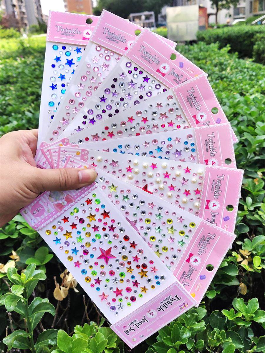 어린이 DIY 다이아몬드 스티커 버튼 다이아몬드 스티커 크리 에이 티브 수제 어린이 크리스탈 다이아몬드 스티커 라인 석 스티커 다채로운 다이아몬드 스티커