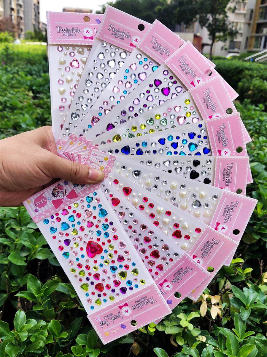 어린이 DIY 다이아몬드 스티커 버튼 다이아몬드 스티커 크리 에이 티브 수제 어린이 크리스탈 다이아몬드 스티커 라인 석 스티커 다채로운 다이아몬드 스티커
