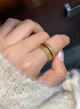 18k金天然红宝石戒指2.86克拉 意大利编织款金重8.85g国际证书
