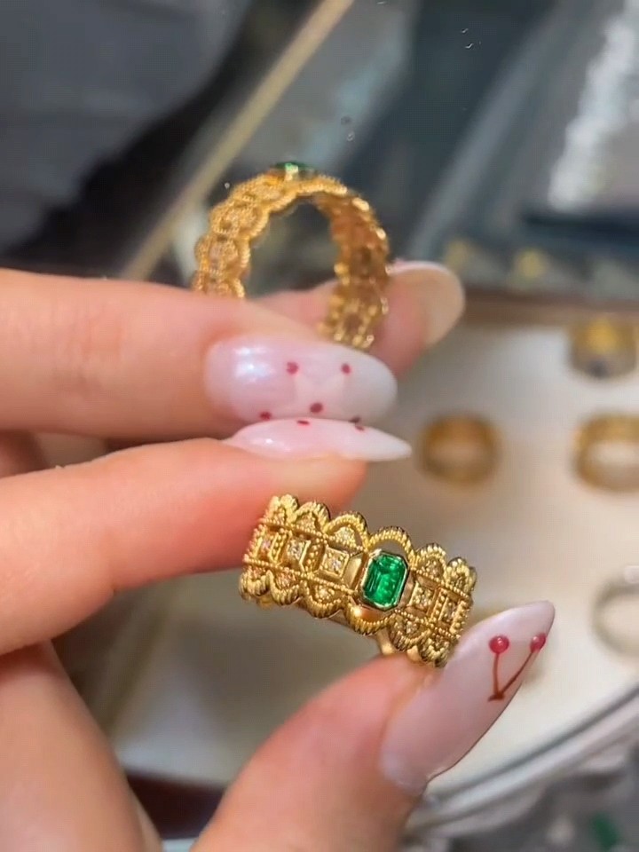 天然祖母绿戒指25分 金重3.6g 布契拉提风格 18k金钻石镶嵌,珠宝/钻石/翡翠,手饰,淘宝优惠券,粉丝福利购,淘宝优惠卷