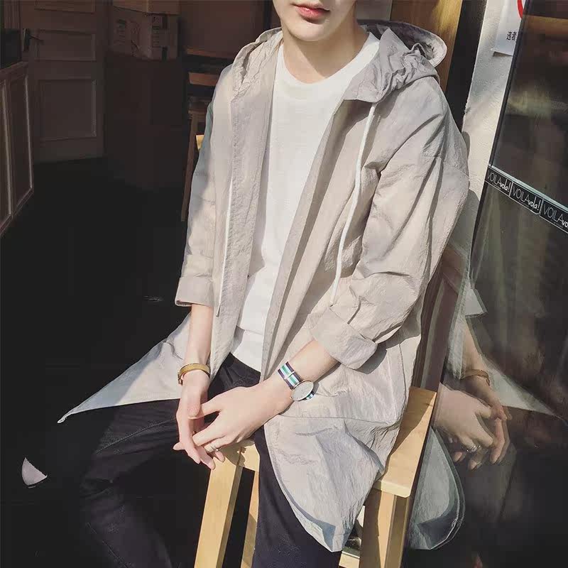 summer Korean Edition Trend Thin section Anti sai Teenagers transparent Long coat Easy Cap Sunscreen coatin the Men's clothing, Windbreaker  category - from Buy2taobao.com to provide professional Taobao agent buy service