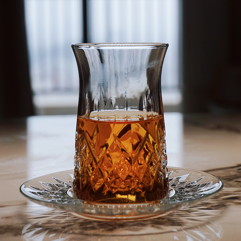 欧式刻花土耳其红茶杯咖啡分酒器异国风情特色送礼手信无铅玻璃杯