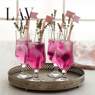 LAV进口苏打水杯子 无铅透明玻璃矮脚啤酒杯子果汁牛奶杯创意造型