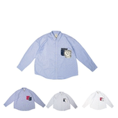 SONOFLOONG全棉廓形长袖 衬衫 拼接腰果花口袋咔叽复古bandana休闲