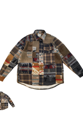 SONOFLOONG复古羊毛拼接咔叽复古衬衫BLACK ELK workshirt RRL潮