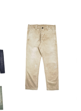 SONOFLOONG复古泼墨破坏工装裤男直筒休闲裤子水洗补丁长裤VISVIM