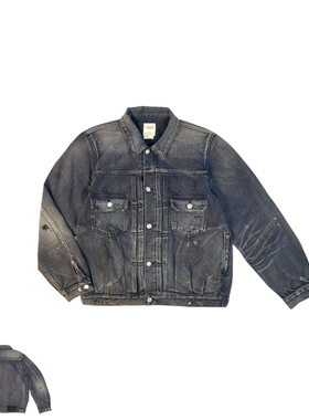 SONOFLOONG复古水洗破坏黑101牛仔衣做旧牛仔夹克廓形宽松 VISVIM