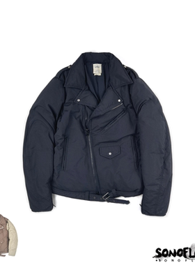 SONOFLOONG复古机车羽绒服鹅绒短款夹克男斜拉链外套日系VISVIM潮