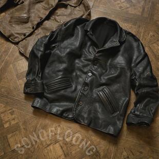 SONOFLOONG复古水洗马皮做旧伊顿皮衣真皮eton夹克司闸员夹克 RRL