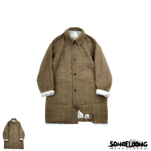SONOFLOONG复古全羊毛粗花呢大衣