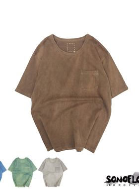 SONOFLOONG草木染泥染复古日系潮短袖T恤埃及棉JUMBO TEE非VISVIM