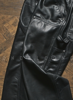 SONOFLOONG真皮卡哈特B01 B136伐木裤复古牛皮裤VINTAGE工装长裤