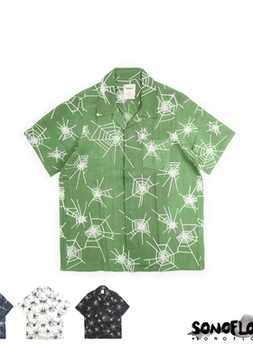 SONOFLOONG复古日系短袖衬衫蜘蛛网棉麻FREE EDGE SHIRT非VISVIM
