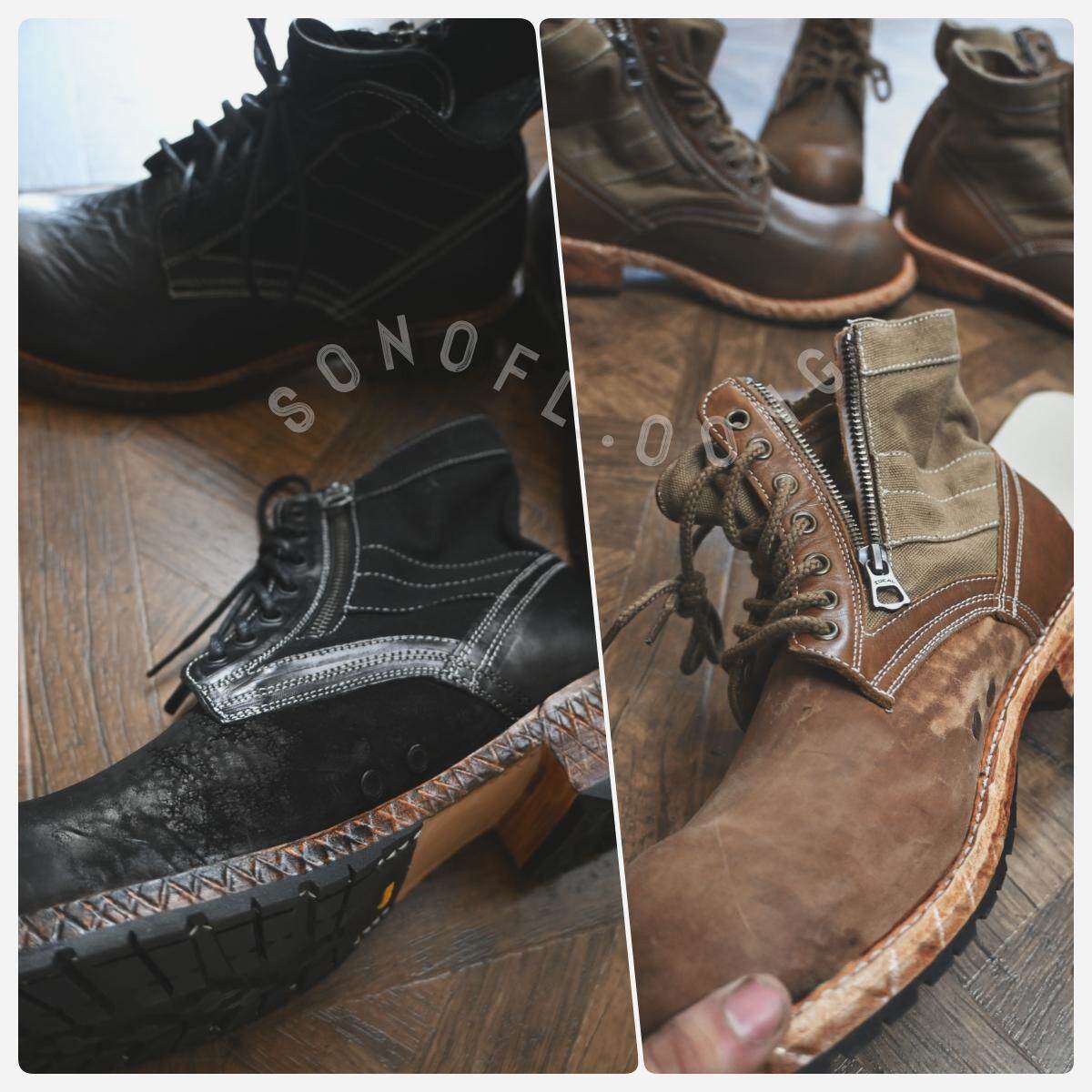 SONOFLOONG固特异马臀皮工装靴